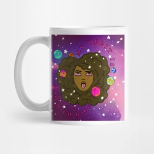 My Orbit is too high black girl fro with planets orbiting Mug